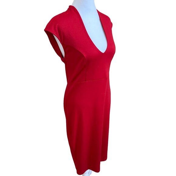 D.N.A. Couture Women's Fit and Flare Red Dress - Picture 2 of 5